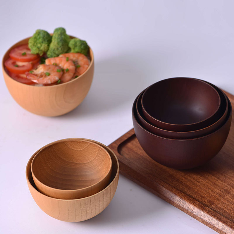 Directo de fábrica de primer grado plano creativo tazón de madera Jujube tazón de madera para el hogar tazón de madera maciza antiquemaduras gran cantidad de descuento
