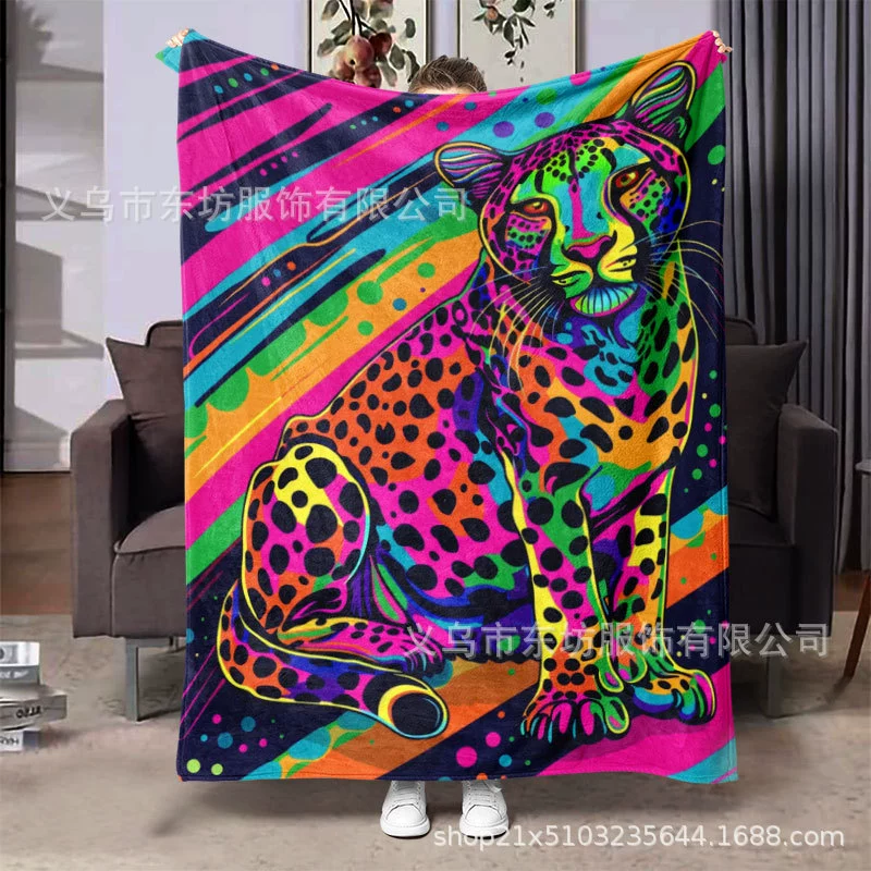Цветной леопард креативный минималистичный узор мягкий фланелевый одеяло ленивый должен быть дома