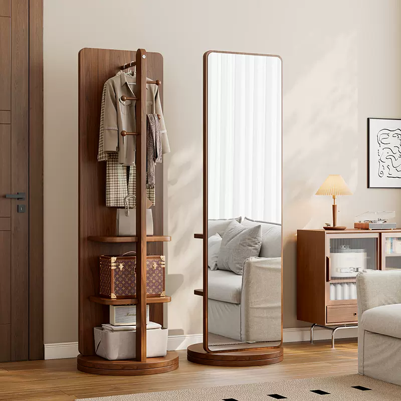 全身镜落地镜家用外贸跨境衣帽一体穿衣镜可旋转移动卧室试衣镜子