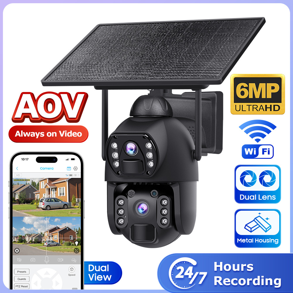 Cross-Border New Product Aov Solar Camera Outdoor 6 Million High-Definition Wireless Waterproof Night Vision Surveillance Camera