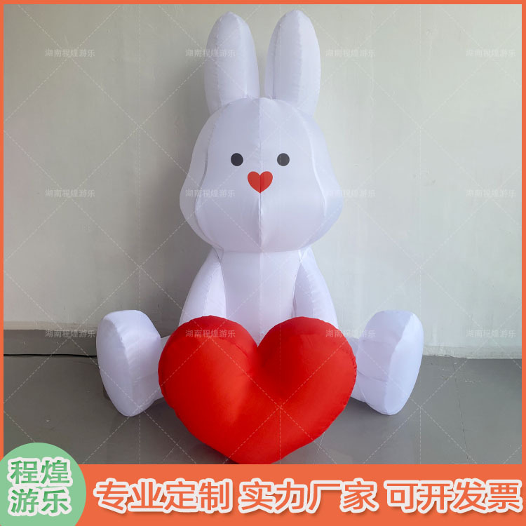 中秋节商场美陈月球网红打卡月兔子充气卡通气模仿真月亮气模美陈