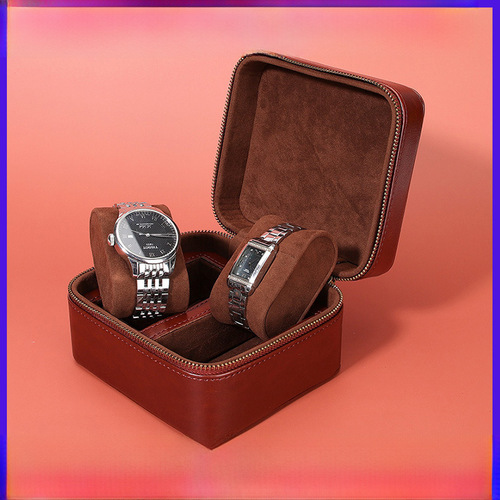 2024 Cross-border New Watch Box, Portable Flip Leather Lining Watch Pillow Jewelry Accessories Display Gift Box Storage Box