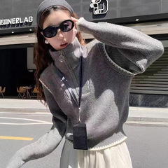 外穿半拉链高领毛衣女2025秋冬新款拼接针织衫宽松设计感上衣