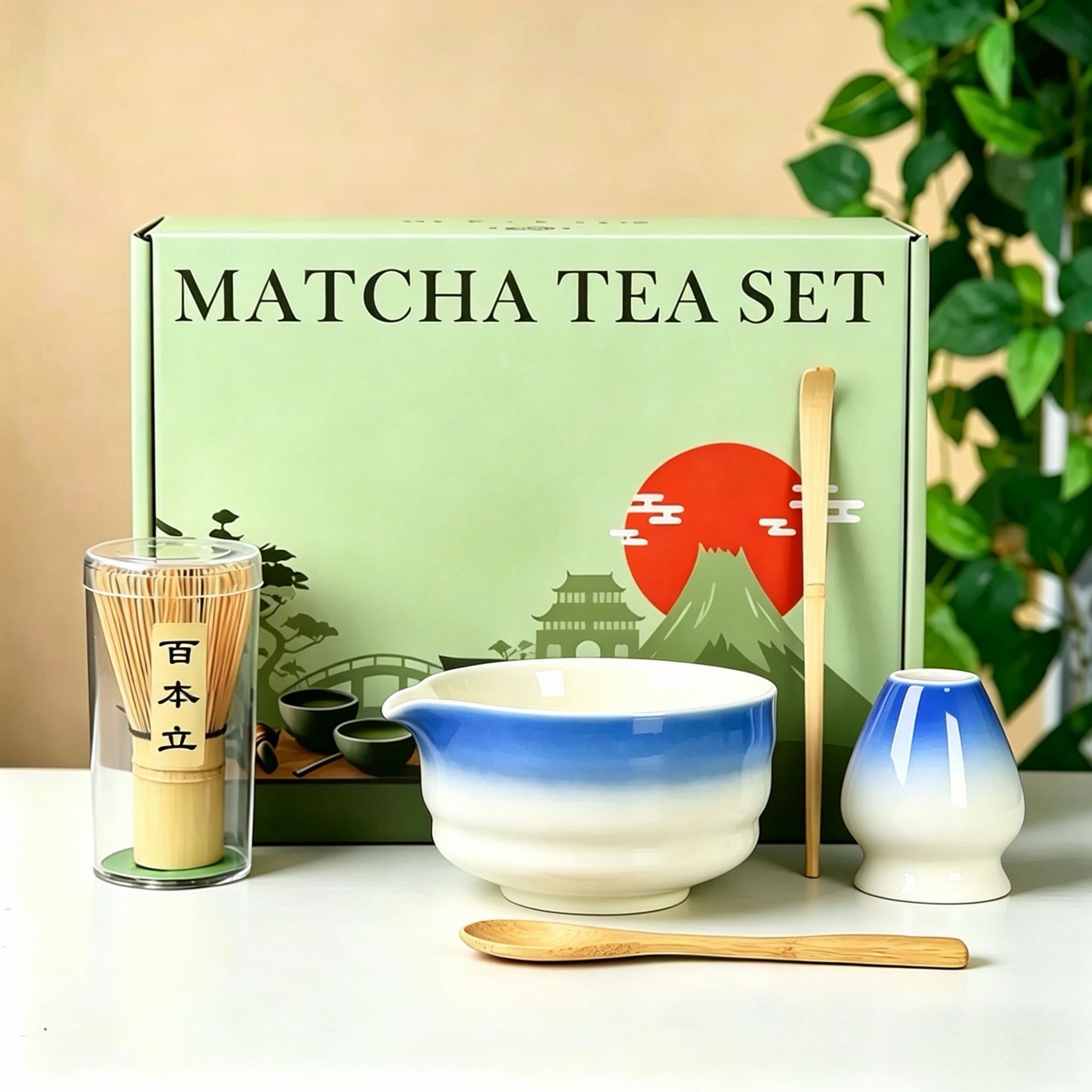 Transfronterizo exclusivo para el set de té Matcha japonés caja de regalo de té Matcha cepillo de té de 100 libros de té Matcha de la dinastía Song