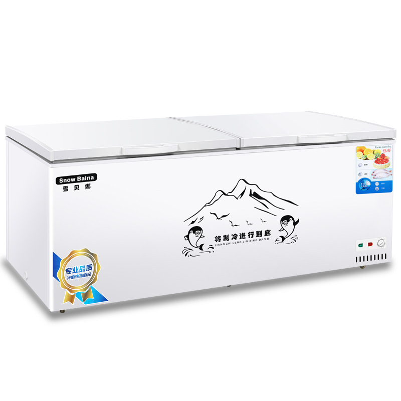 雪贝娜卧式1888铜管三开门大冰柜上压缩机双温家用冷冻商用大容量