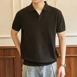 ZF8111-MW海鸥领针织OLO衫简约休闲老钱风短袖松弛感上衣，男装针织衫/毛衣，星座614