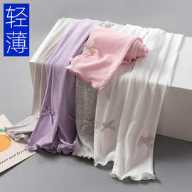 女童打底裤夏季薄款蝴蝶结外穿春夏儿童装女宝宝长裤子螺纹中小童