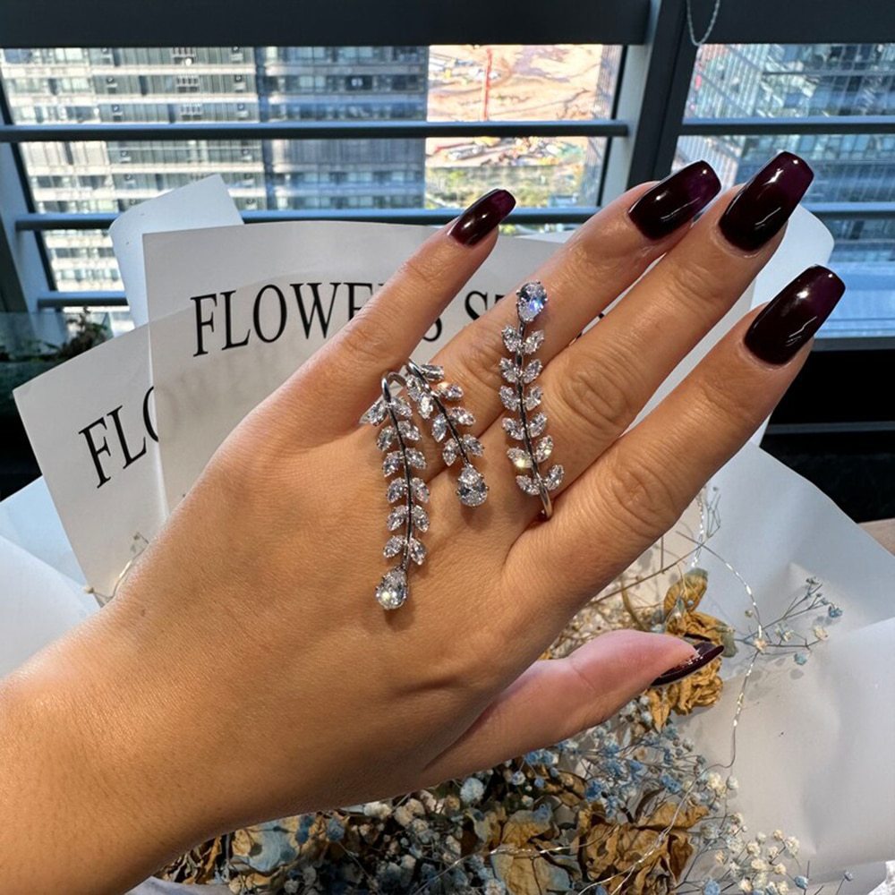 Nueva venta en caliente pulsera de zircón de hoja personalidad abertura ajustable temperamento accesorios pulsera mujer