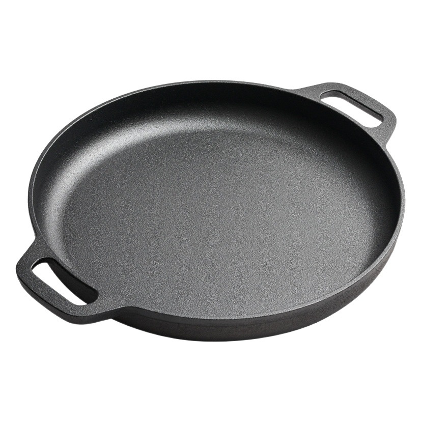 Hierro fundido grueso sin recubrimiento palillos panqueque fruta herramienta pan hierro de cerdo hogar panqueque antiadherente mano pastel olla