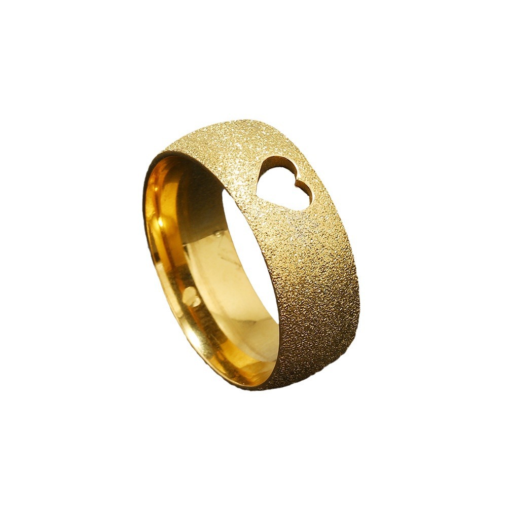 Cruz-frontera estilo europeo y americano creativo joyería de acero inoxidable corte corazón hueco ECG esmerilado titanio anillo de acero fabricante