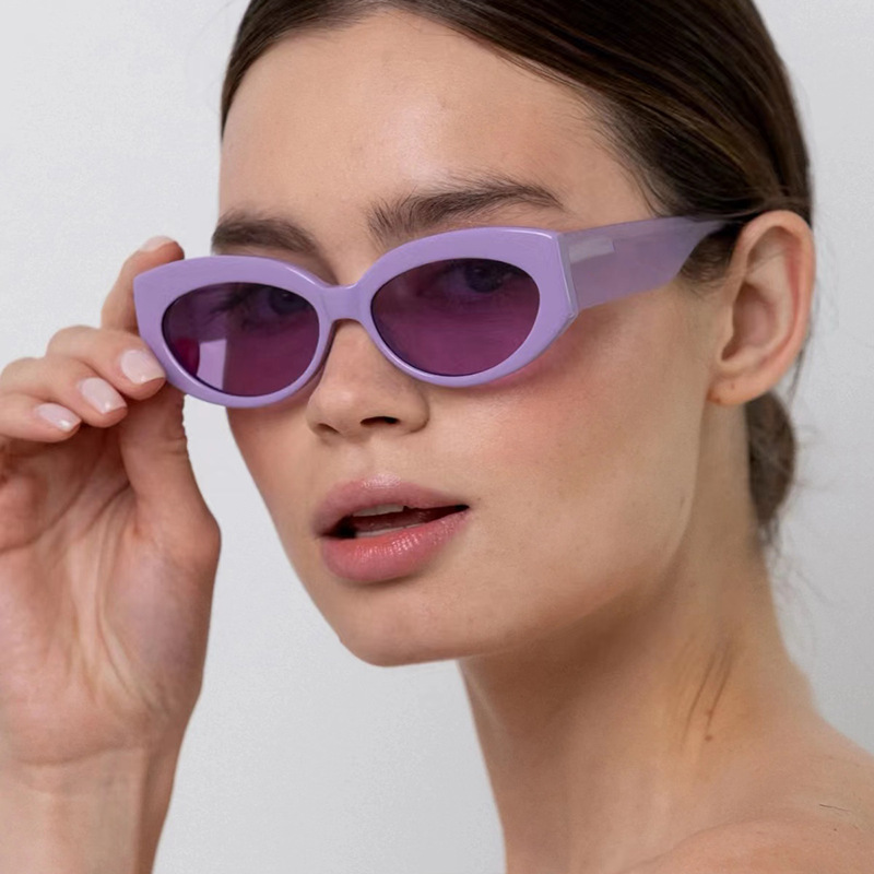 Solid Color Pattern Women'S Gender Simple Style Solid Color Ac UV400 Protection Cat Eye Full Frame Women's Sunglasses