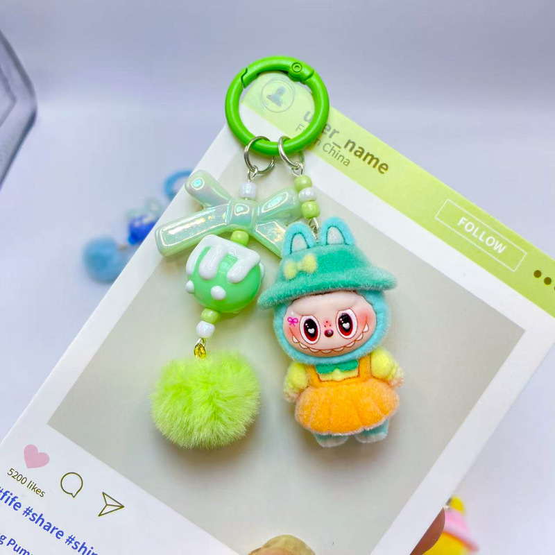 新款植绒魔法师拉布布公仔钥匙扣小挂件创意书包萌粒挂饰抓娃机玩|undefined