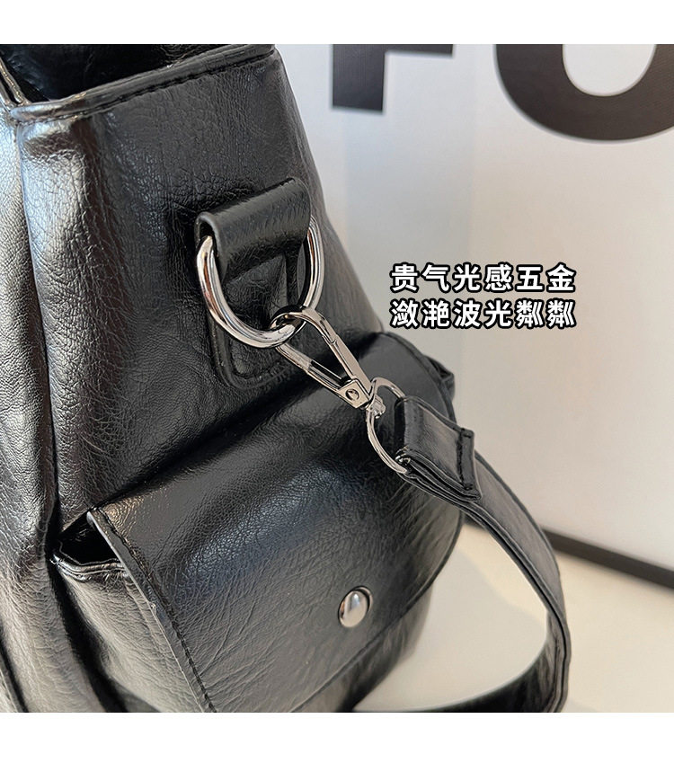 Túi tote nữ dung tích lớn đeo chéo đeo vai phong cách retro, chất liệu PU mềm — Màu cà phê, Màu nâu, Màu đen chi tiết 6