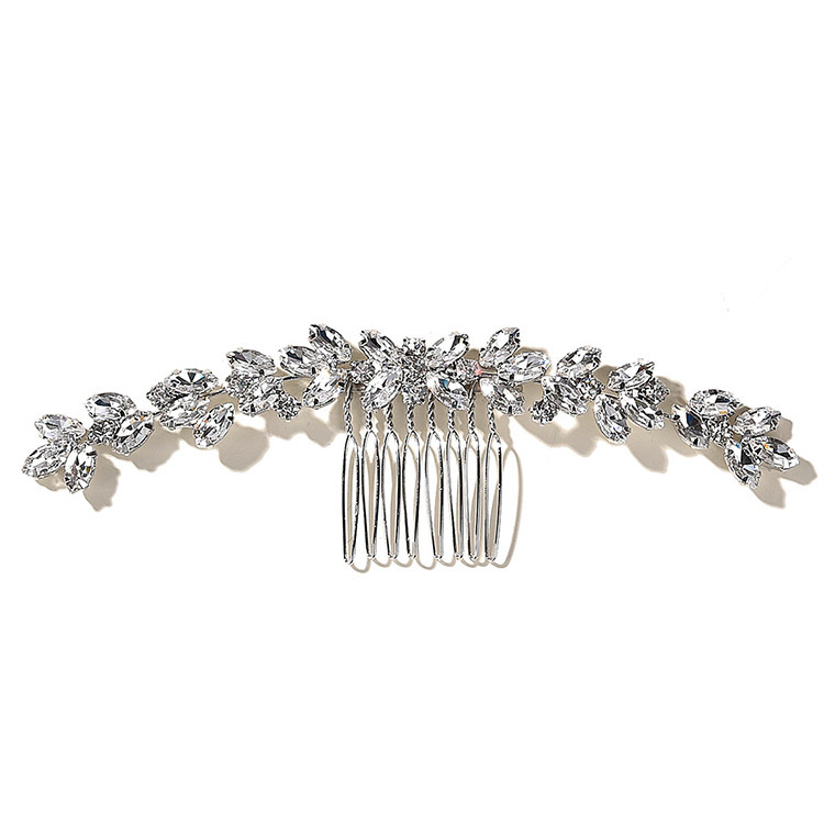 Bridal Rhinestone Hair Comb Tassel Bun Pin For Wedding Hairstyles_voghion.com