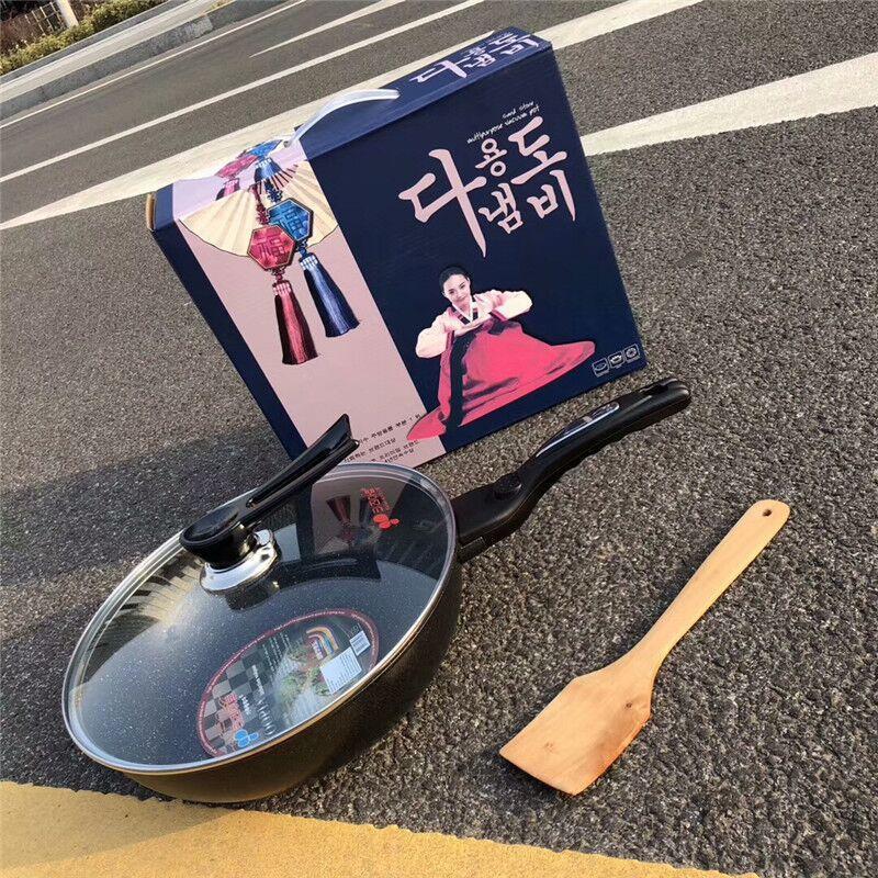 新款麥飯石無塗層炒鍋不粘鍋家用炒菜鍋無煙鍋電商代發禮品活動