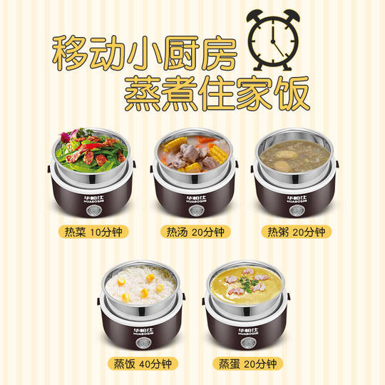 Electric Lunch Box with Two or Three Layers, Plug-In Heating and Insulation Lunch Box for Office Workers, Portable Mini Rice Cooker for Home Use
