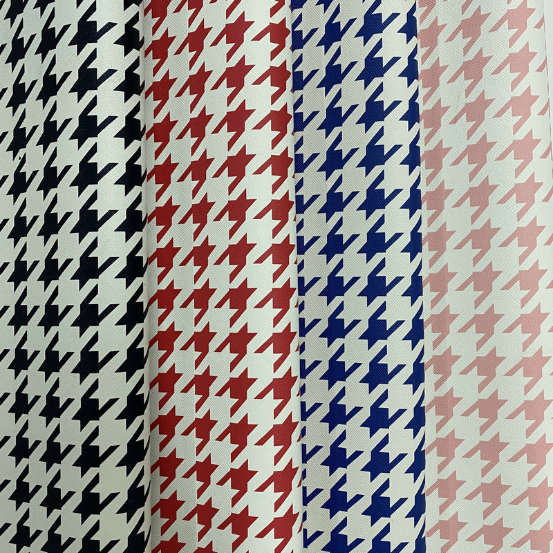 新款现货批发十字纹PU印花革经典千鸟纹收纳凳眼镜盒笔袋革家具