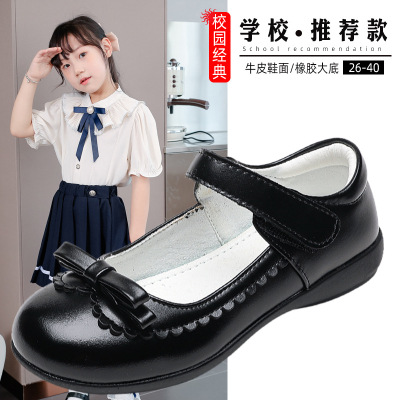 girl princess leather shoes CUHK Campus student black leather shoes spring and autumn Doug shoes Etiquette Embroidered shoes Single shoes