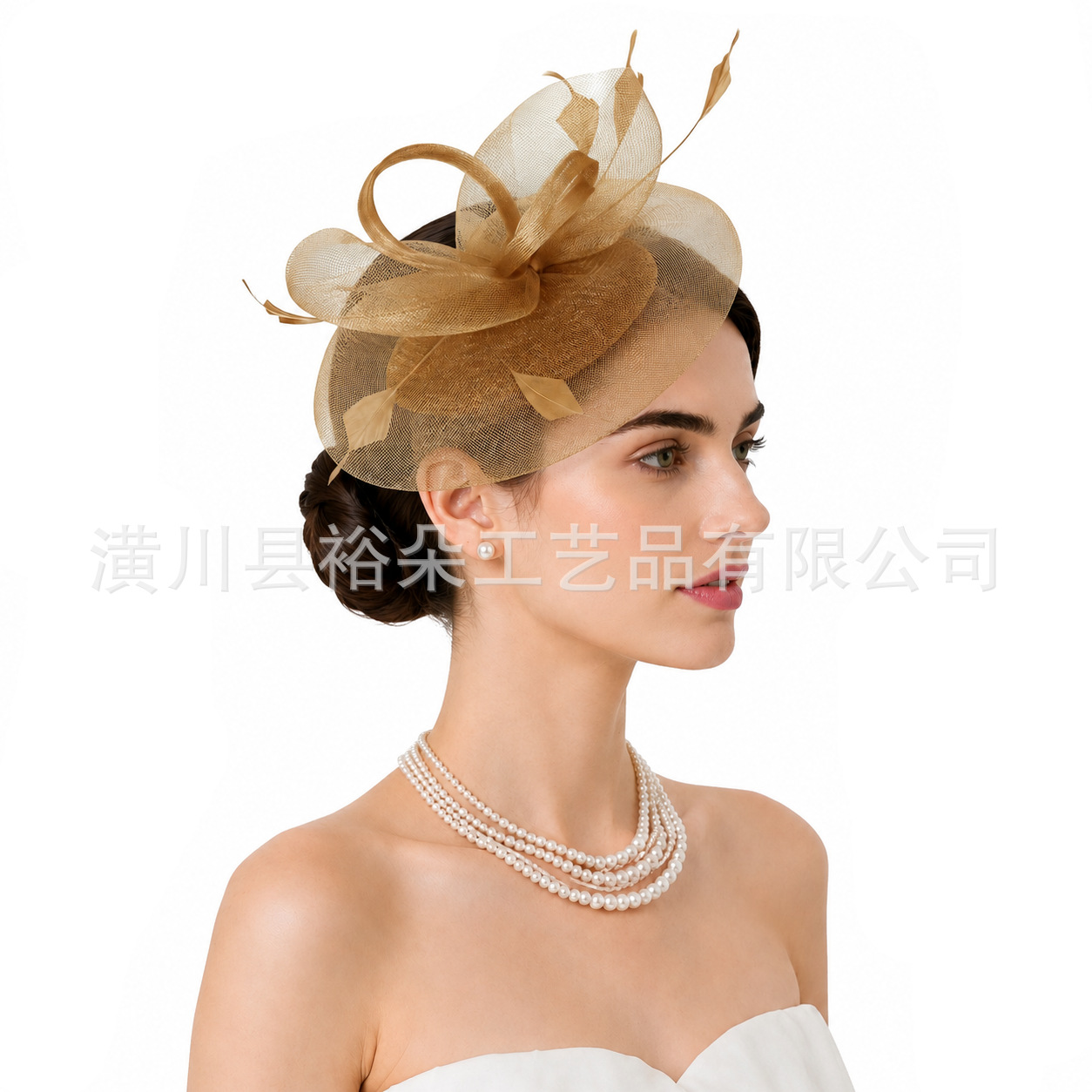 Amazon's best-selling European and American bridal feather headpiece, mesh headband, hairpin for horse racing festivals, banquet hair accessory, tea party hair ornament