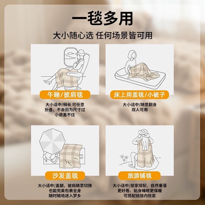 Manta de Felpa de Piel de Conejo de Alta Densidad, Manta Cálida de Doble Cara para Invierno, para Oficina, Sofá, Siesta, Regalo.