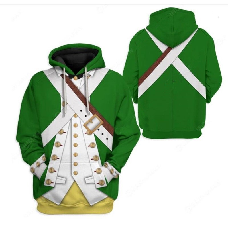 Cross-border historical army uniform European and American plus size fashion 3D printed men's and women's hoodie
