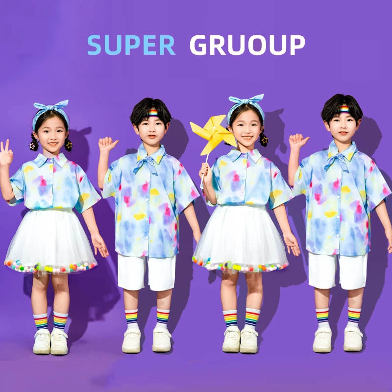 День защиты детей, чирлидинг, спортивная форма для учащихся начальной школы, классная форма, шариковая марлевая юбка, выпускная форма для выступления в детском саду