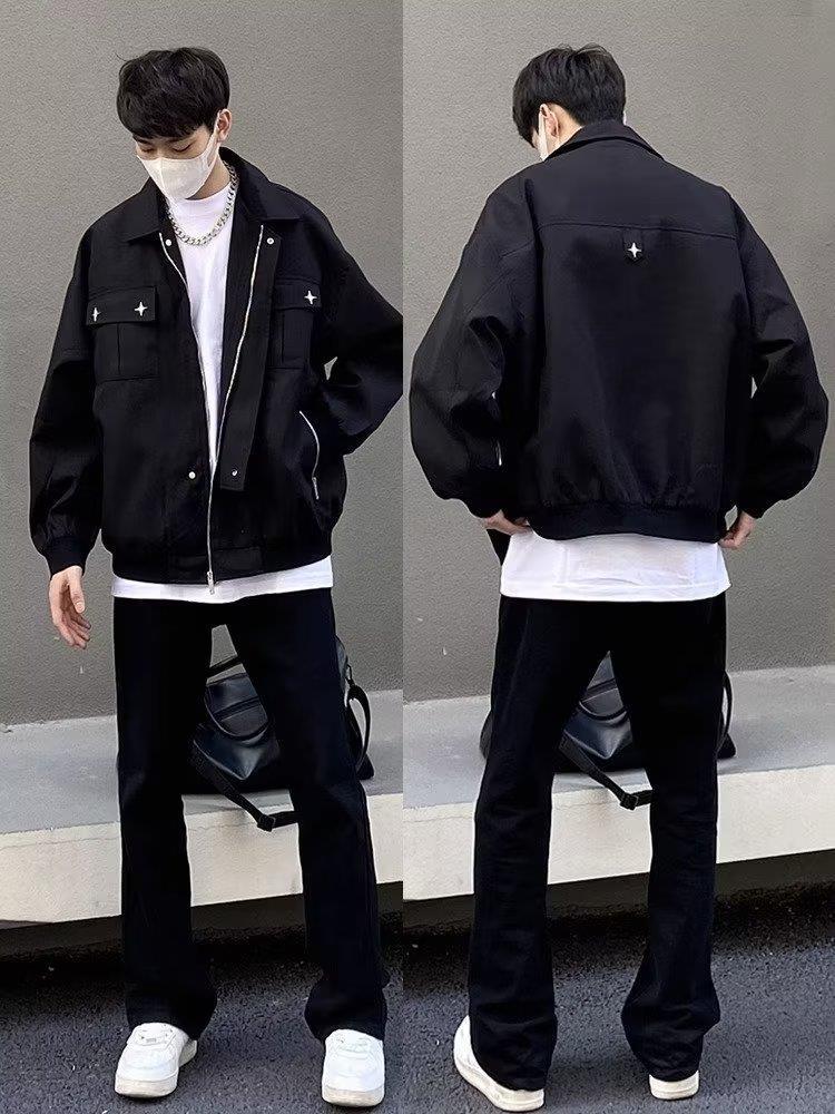American retro fashion brand lapel workwear pilot jacket men's and women's high street loose casual baseball uniform jacket spring and autumn