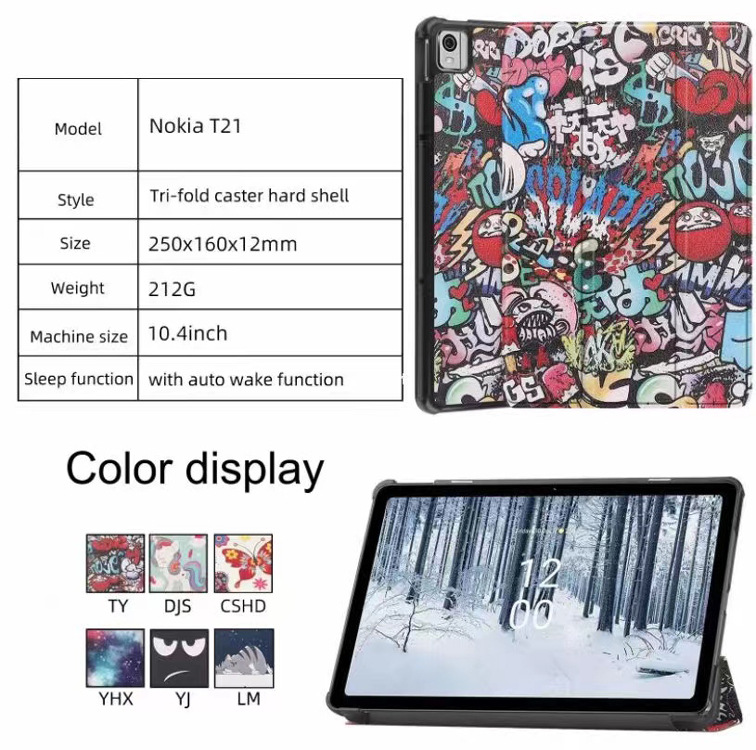 Suitable for 2022 Nokia T21 Tablet Protective Case Nokia 10.4inch Protective Case Painted Leather Case
