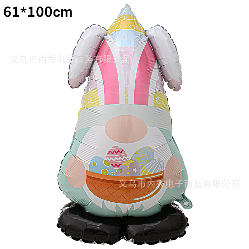 Pascua globo tridimensional base de pie globo de aluminio gran conejo huevo forma tema decoración