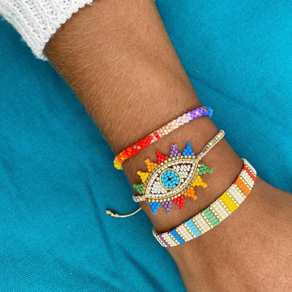 5g Weight No Inlaid Inlay Material Bracelets Classification Anniversary, Business, Travel Occasion Geometric Pattern Unisex Gender Simple Style Style Bohemian Style Beaded Rainbow Bracelet 无