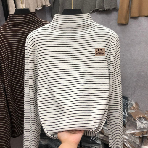 T2018 Unisex and Children's Fleece-Lined Thick Base Shirt Autumn/Winter Half-Neck Cashmere Long-Sleeve T-shirt Children's Inner Warm Top