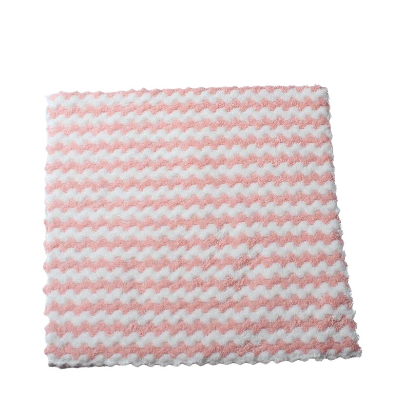 Colorido de doble cara polar paño absorbente paño no fácil de pegar aceite perezoso trapo fregado almohadilla de limpieza de la cocina paño de mano