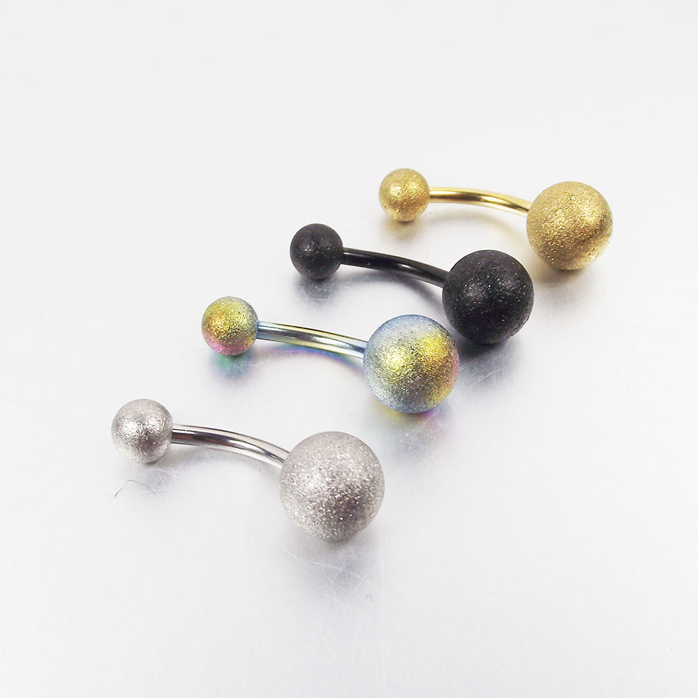 Fashion Titanium Steel Frosted Ring, Navel Stud Piercing Jewelry, Gold-plated Round Ball Belly Dance Accessory 1.6mm Easy To Wear_voghion.com