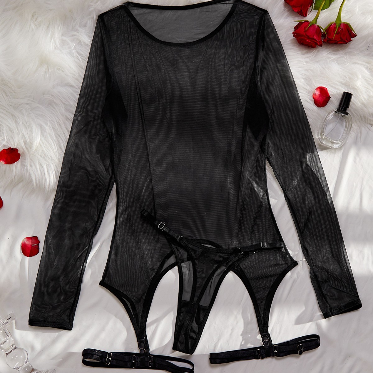 Alta calidad 2023 AliExpress Venta caliente de las nuevas mujeres leopardo malla sexy perspectiva cuerpo conformación lencería sexy traje