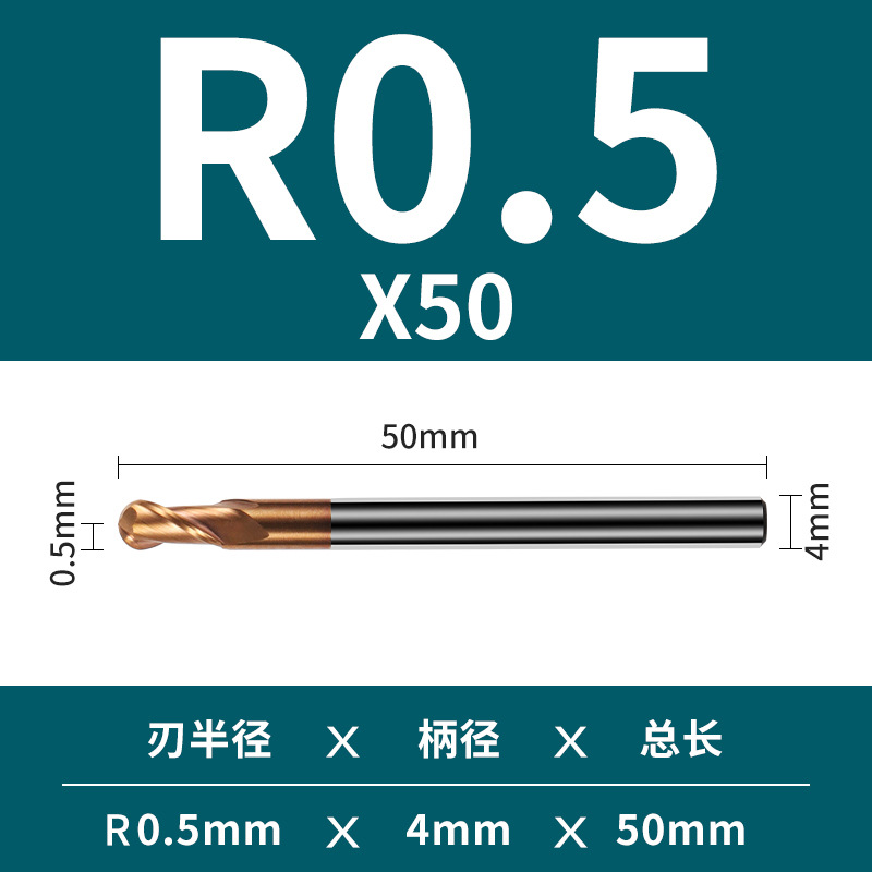 2 Hoja de 55 grados duro de la aleación de tungsteno de acero bola final fresa recta vástago R esférico Molino de extremo cnc herramienta Molino de extremo
