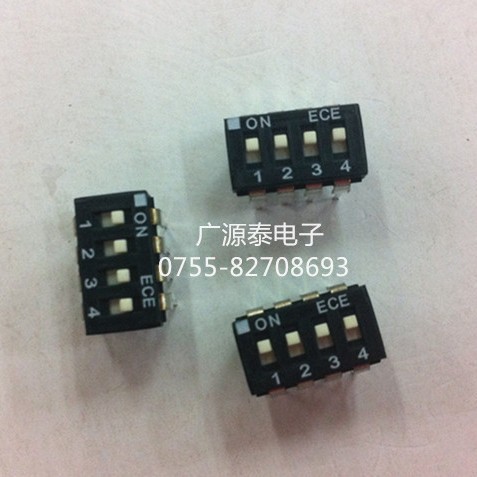 台湾ECE 拨码开关4位FEAH104EZ IC型拨码开关黑色DIP直插4位2.54