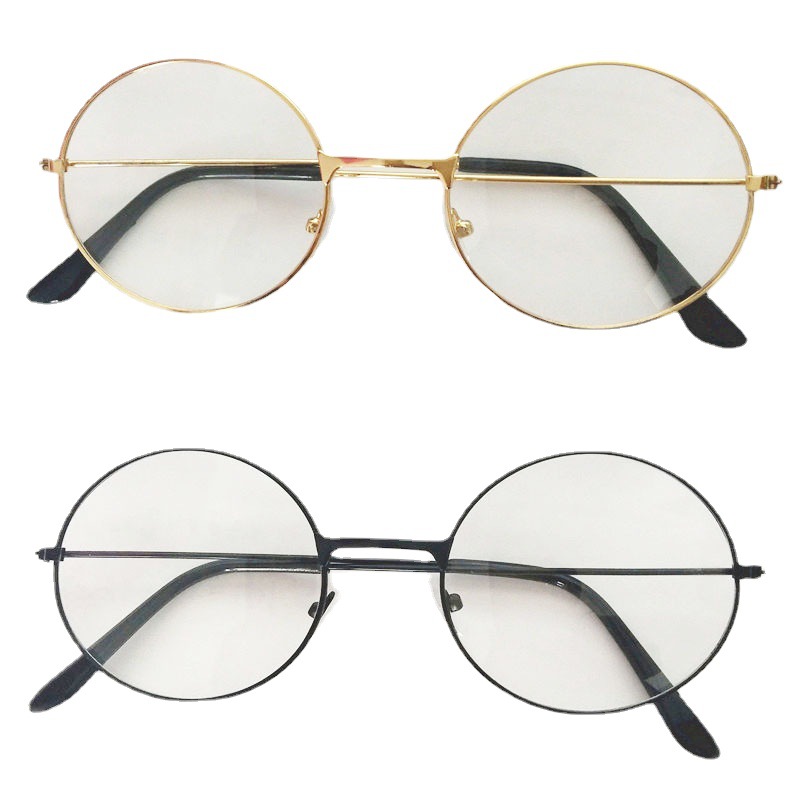 韓版原宿平光鏡男女潮款超輕裝飾平光眼鏡圓形複古金屬鏡框太子鏡