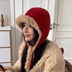 韓国のins安可拉紅耳雷鋒帽の子供は秋冬に保温します。