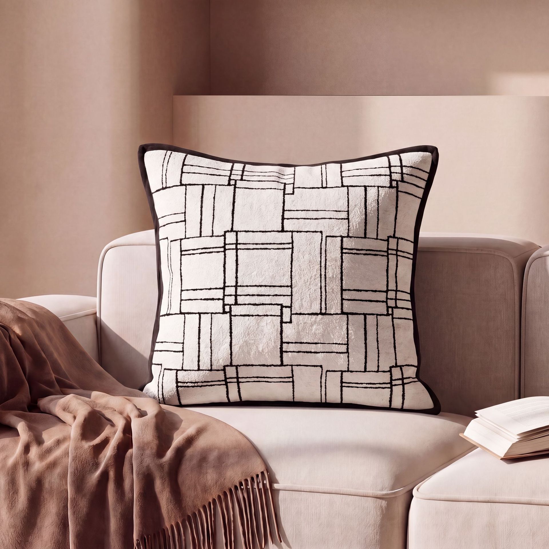Sofá de lujo ligero de alto nivel, almohada de bordado artístico, almohada de cabecera de la cama de la sala de estar, almohada de respaldo de aire