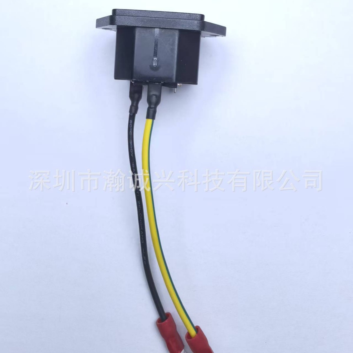 瀚诚兴连接线 加工CABLE/电源插座转80MM 180AWG 黑色黄绿色线 带