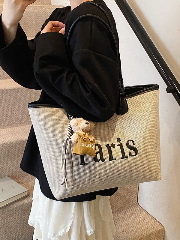 Bolsos para mujeres que van al trabajo, bolsos de hombro, bolsos de lona, nuevos colores en contraste, bolsos de axilas de hombro casuales de moda de gran capacidad