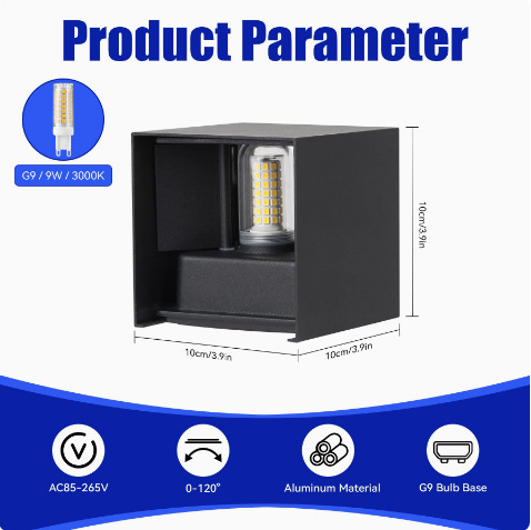 Lámpara de pared impermeable para exteriores de doble cabezal E27, iluminación ascendente y descendente de plástico, luz frontal para puerta de pasillo, luz LED colgante de pared para patio.