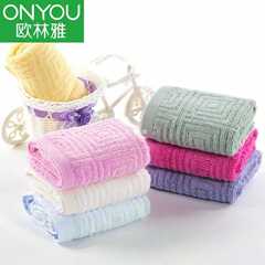 A5L竹纖維毛巾面巾大方巾女男正方形兒童嬰兒洗臉回字格