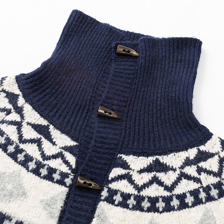 Jacquard amazon camiseta de punto de hombre otoño y invierno se puede usar suéter casual de cuello alto cardigan