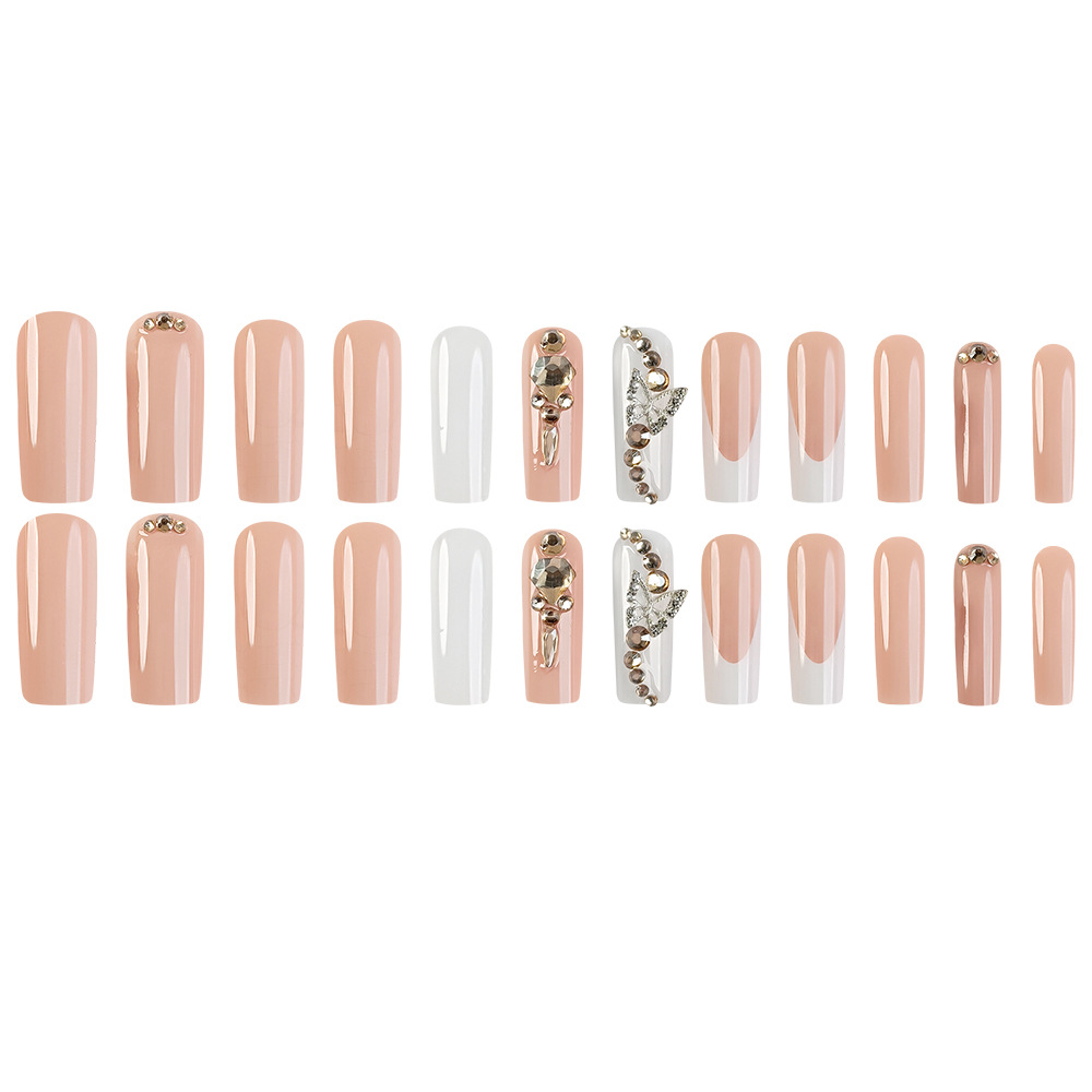 Uñas Postizas de Estilo Europeo y Americano, Color Champán Dorado con Lazo, Decoración de Uñas, Puntas de Uñas, Parches de Uñas Postizas de Venta Caliente para Exportación image 6