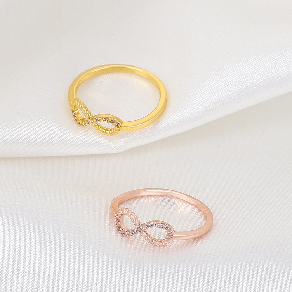 Fashion Number Copper Inlay Zircon Rings 1 Piece