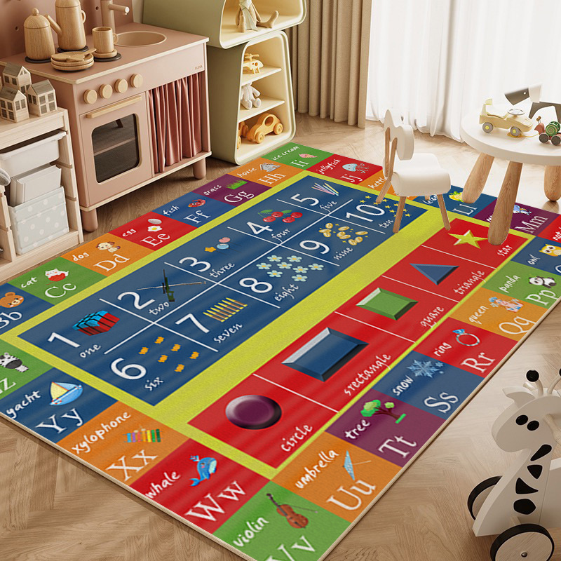 Baby Early Education Center Carpet Reading Area Foot Mat Kindergarten Digital Stain-Resistant Easy-Care Crystal Velvet Floor Mat