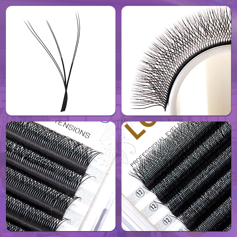 Fábrica de injerto de flores 6D pestañas densas gran capacidad doble capa de trébol pestañas 0.07 falsas pestañas densas al por mayor