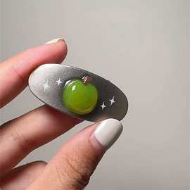 冰透青苹果发夹头饰侧边夹可爱小发夹洋气时尚韩版配饰品