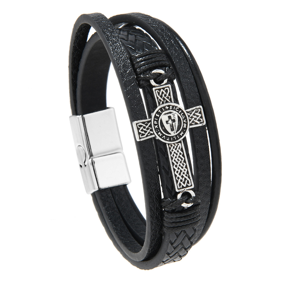 Men's Braided Leather Bracelet Waterproof And Hypoallergenic_voghion.com